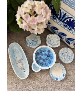 El Yapımı Dekoratif 6 Parça Soya Mum &  Oval Kase & Yüzüklük & Bardak altlığı (Doğal Beyaz)