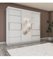 Üç Kapaklı Sürgülü Gardırop 240/210 CM (Parlak Beyaz)