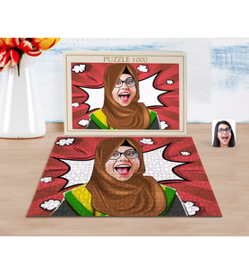 BK Gift Kişiye Özel Kadın Arapça Öğretmeni Karikatürlü 1000 Parça Profesyonel Puzzle-3