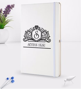 BK Gift Kişiye Özel İsimli Beyaz Termo Deri Defter 16x24cm Model 13