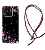 Xiaomi Poco X3 Pro M4 Pro X4 Pro C40 10C Kılıf Boyun Asklı Rasta Silikon Black flowers 1391