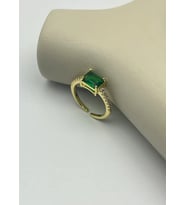 Çelik Gold Yeşil Baget Taşlı Ayarlanabilir Yüzük - 25yzk238