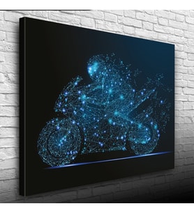 Siyah ve Mavi Tonlarda Spor Motosiklet Kanvas Tablo 50 x 70