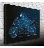 Siyah ve Mavi Tonlarda Spor Motosiklet Kanvas Tablo 50 x 70