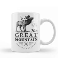 Retro Animal Stag Great Mountain Vintage Clothing Black Kupa Bardak Porselen