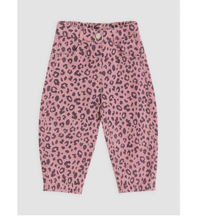 LCW Kids Pembe Baskılı Kız Çocuk Gabardin Pantolon