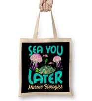 Cute Sea You Later Marine Biologist Biology Pun Bez Çanta Uzun Saplı