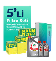 MANN Nissan Navara 2.3 Dizel Filtre Bakım Seti Castrol Motor Yağlı (2015-2021) 5 Li