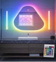 Amorf Asimetrik Duvar Aynası 72x72 cm Modern Dekoratif Salon Antre Banyo Aynası Kararma Yapmaz (Çok Renkli)