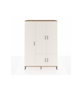 Hyperion Dolap 7 Raflı 5 Kapaklı Tek Askılı 132x44x195 Çam-Aytaşı/Antrasit