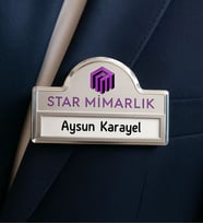 BK Gift Kişiye Özel Lüks Kubbeli Kayar Kapaklı Gümüş Renk Metal Yaka İsimliği (5 Adet), Firmalara Özel Yaka İsimliği