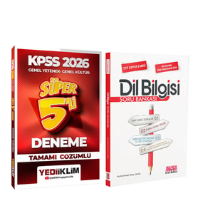 Yediiklim 2026 KPSS GY GK Tamamı Çözümlü Süper 5 li Deneme ve AKM Dil Bilgisi Soru Bankası Seti 2 Kitap