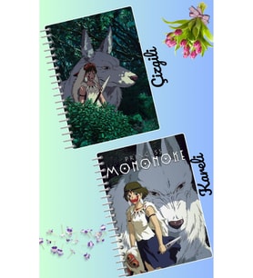 Princess mononoke defter seti 2 adet A4 boyutu 21*30 çizgili + kareli 60 syf