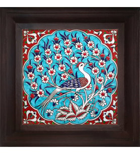 Armada Çini 20x20 Cm ED 301 Turkuaz Tavus Kuşu Kütahya Çini Pano
