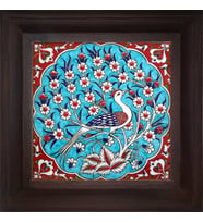 Armada Çini 20x20 Cm ED 301 Turkuaz Tavus Kuşu Kütahya Çini Pano