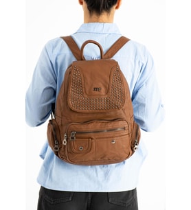 Yıkanmış Deri Sırt Çantası Taba (Model: 571-9-11D)