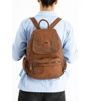 Yıkanmış Deri Sırt Çantası Taba (Model: 571-9-11D)