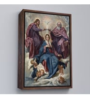 Çerçeveli Diego Velazquez - Bakirenin Taç Giyme Töreni Tablo (Kahverengi)