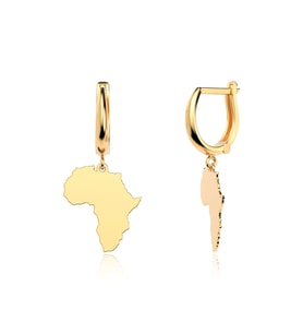 Sade Afrika Kıtası Altın Kaplama Gümüş Küpe