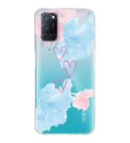 Oppo A52/A72/A92 Uyumlu Kalp Desenli Şeffaf Telefon Kılıfı