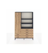 Arges Gardrop 7 Raflı 6 Çekmeceli Tek Kapaklı  132x30x195 Antrasit-Çam