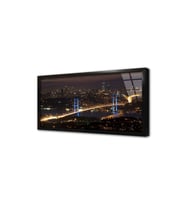 Gece Boğaziçi Köprüsü Çerçeveli Cam Tablo