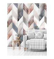 Dreamwall Geometrik Mermer Desenli Silinebilir Tekstil Duvar Kağıdı (Çok Renkli)