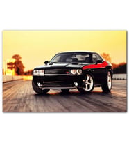 Cakatabloo Günbatımında Siyah Dodge MDF Tablo