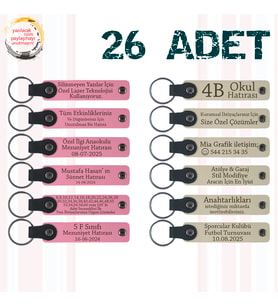 Pembe & Sütlü Kahve, 26’lı Set, İsim Yazılabilen Deri Anahtarlık, Doğa Turu Ekibine Özel Anı