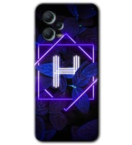 Redmi Note 12 5G Kılıf HD Desen Baskılı Kılıf - Dark Neon Yaprak H Harfi