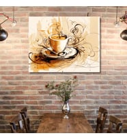 Tekli Yatay Kanvas Mutfak Tablosu Kahve Köşesi Bohem Coffee