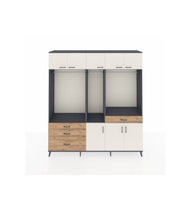Hyperion Dolap 8 Raflı 4 Çekmeceli 3 Askılı 220x44x243 Antrasit-Aytaşı/Çam