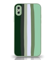 PrintiFy Apple iPhone X Kamera Korumalı Yeşil Gökkuşağı Desenli Cam Kapak Yeşil