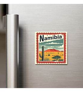 Namibya Namibia - Posta Pulu Temalı Ülke - Baskılı Buzdolap Magneti Kare - 9x9 cm