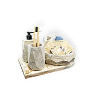 betonmall Bej Gri Mermer Efekt Beton Banyo Seti