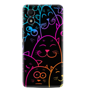 TCL 303 Kılıf Silikon Desen Özel Seri Neon Cats 1790