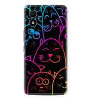 TCL 303 Kılıf Silikon Desen Özel Seri Neon Cats 1790