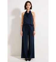 Kadın Kolsuz Degaje Yaka Geniş Paça Pike Örme Takım Modal Polyester Karışım Rahat Kesim Günlük Şık