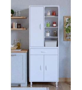 Eliusta Funci Beyaz Renk G:60 cm Banyo Dolabı 3 Kapaklı 7 Raflı Dolap 60x173x32,5 cm Boyutlarında Dolap