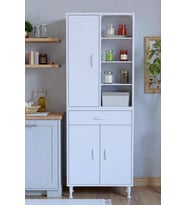 Eliusta Funci Beyaz Renk G:60 cm Banyo Dolabı 3 Kapaklı 7 Raflı Dolap 60x173x32,5 cm Boyutlarında Dolap