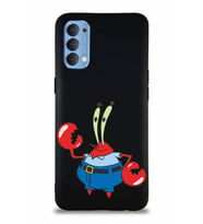Oppo Reno 4 Soft Premier Kapak Bay Yengeç Tasarımlı Silikon Kılıf - Siyah (Şeffaf)