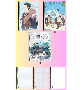 koe no katachi 3 adet defter A4 büyük boy 72 sayfa çizgili_kareli_çizgisiz defter seti
