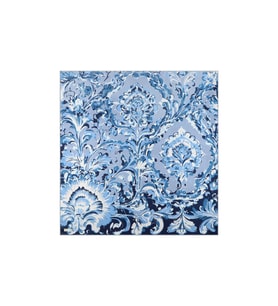 Bursa İpek Lacivert Flower Desen Twill İpek Eşarp