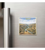 Uşak Şehri - Pop-Art Travel - 9x9 cm Buzdolap Magneti
