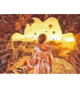 Kapadokyada Gündoğumu Sayılarla Boyama Seti 40x 50 cm (Tuvale Gerili)