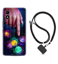 TCL 303 Kılıf Silikon Boyun Askılı İpli Desenli Silikon Finger planet 1740