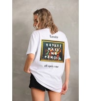 Kadın ön ve arka Baskılı Oversize Kısa kol T-Shirt - Beyaz