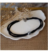 Siyah Makrome İp & Metal Boncuk Kadın Choker Kolye