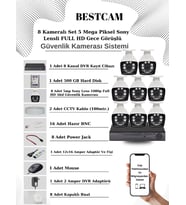 BESTCAM 8 Kameralı Set 5 Mega Piksel Sony Lensli FULL HD Gece Görüşlü Güvenlik Kamera Seti 500 GB Hard disk