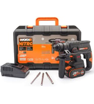 Worx Wx381 20Volt 4.0Ah. 2J Li-Ion Tek Akülü Şarjlı Profesyonel Sds-Plus Pnömatik Kırıcı/Delici + 3